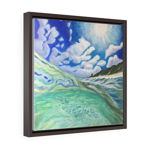 Open image in slideshow, Under/Over Long Beach, South Caicos Print on Square Framed Premium Gallery Wrap Canvas
